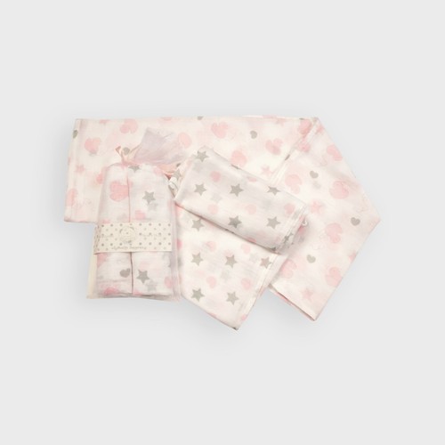 Pack muslin blankets pink - muslin,