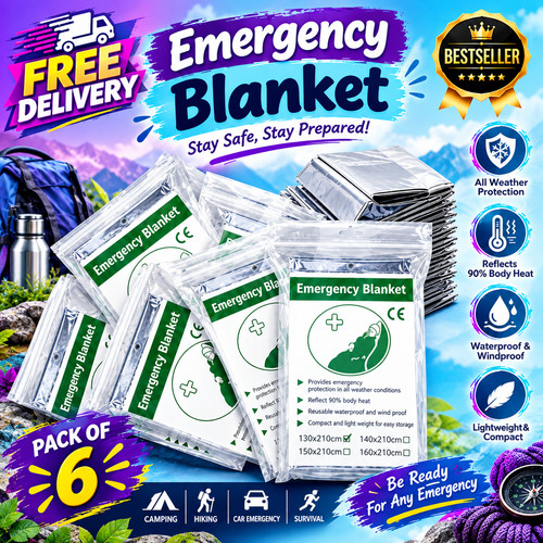 6pack emergency blanket - emergency, foil