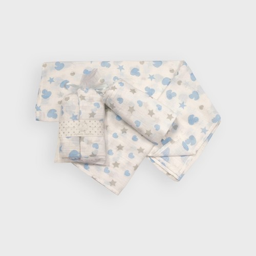 Pack muslin blankets blue - 2-pack,